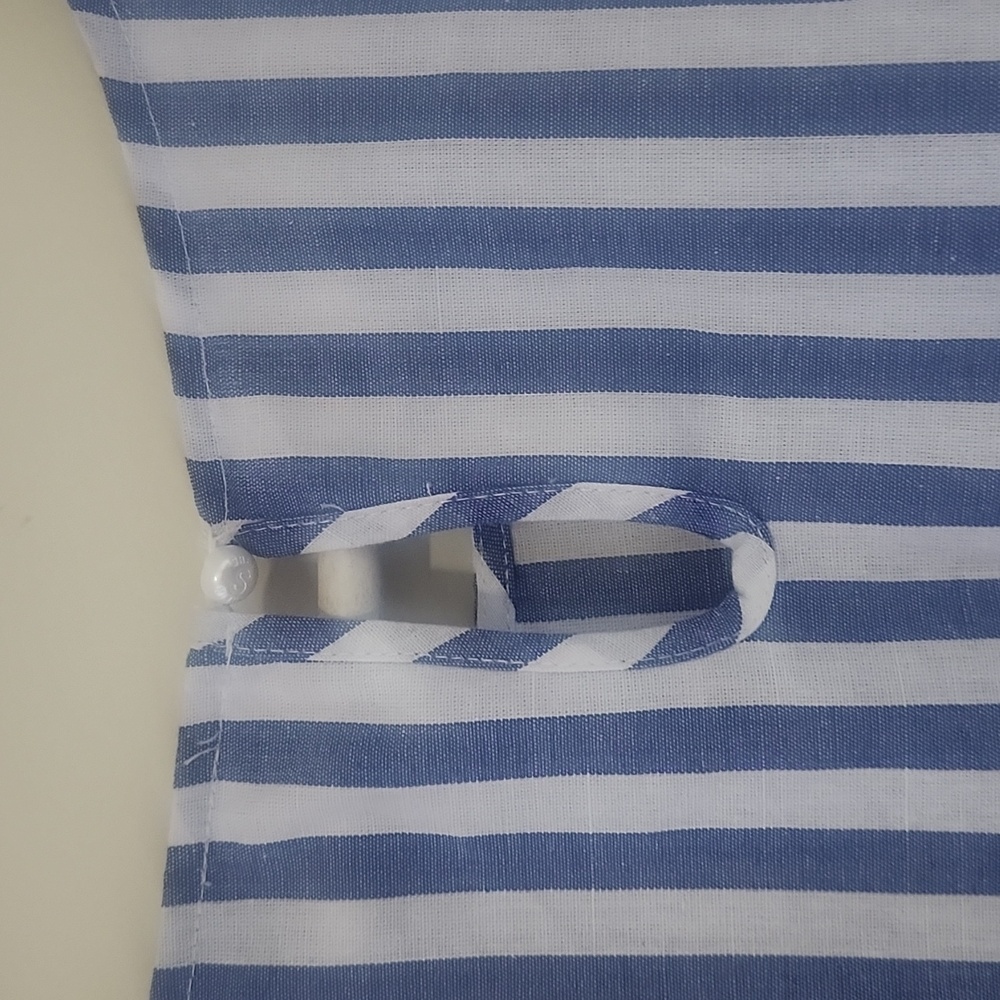 Blue and White Striped Ruffle-Hem Dress - Picture 3 of 5